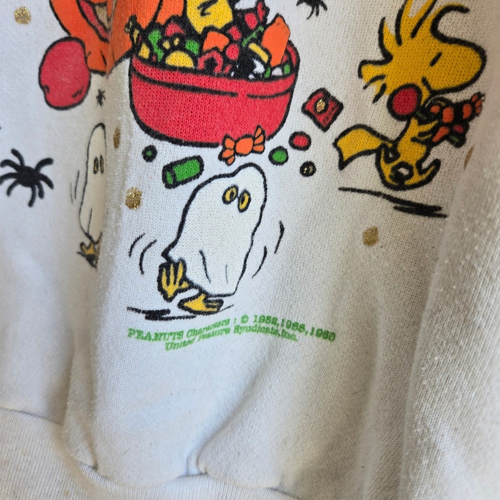Peanuts Large Sweatshirt Womens White Good Halloween Charlie Brown Vintage USA - Picture 2 of 10